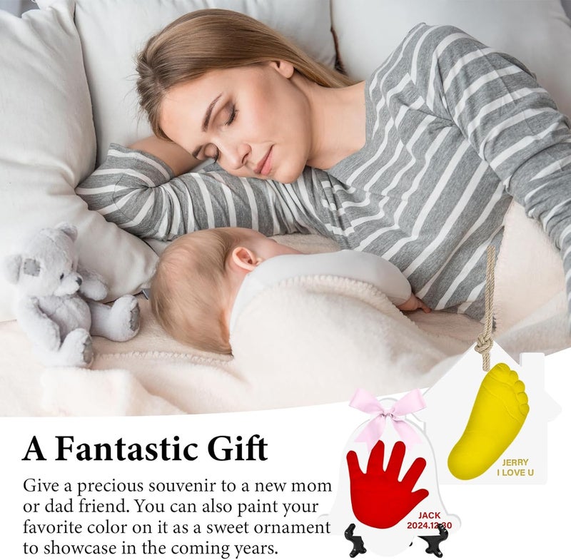 kimitimi Baby Handprint Footprint Keepsake Ornament Kit, Personalized Baby Foot Printing Kit for Newborn Clay Impression Handmade DIY Imagination to Create - Image 5
